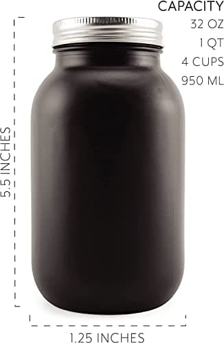 Darware Black Chalkboard Mason Jars (Quart Size, 2-Pack)