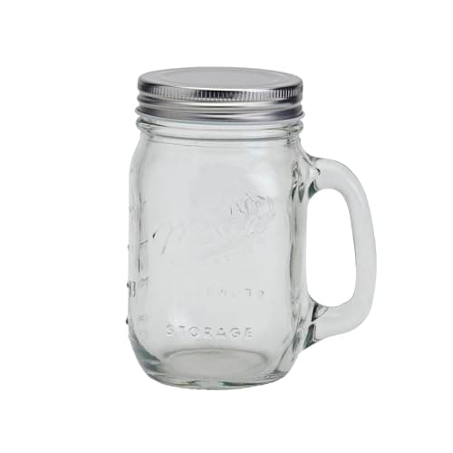 Mason Craft & More 8-Piece Glass Drinking Jars with Handles and Lids, 16 oz.