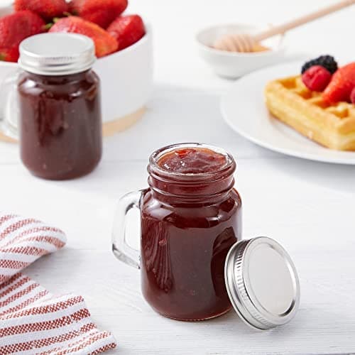 Juvale 24-Pack 4 oz Mason Jars with Handles, Metal Lids for Arts & Crafts