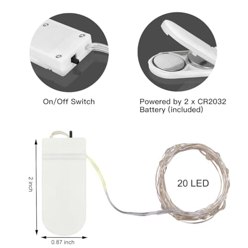 24 Pack Battery Operated Silver Warm White Fairy Lights for Parties and Decor