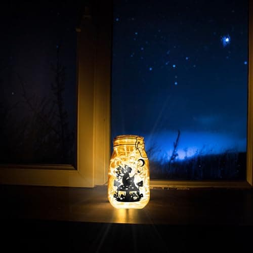 CREATCABIN Fairy Silhouettes Mason Jar Decor Ornaments for Frosted Glass