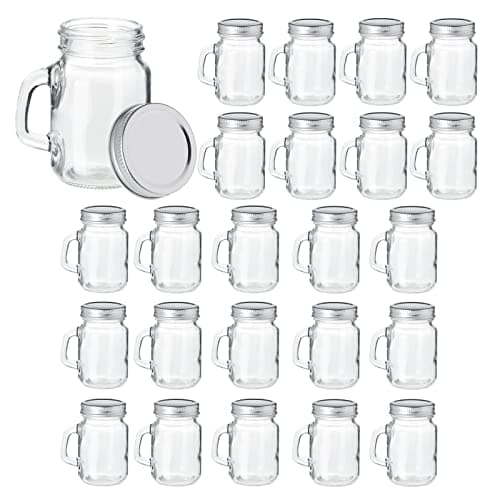 Juvale 24-Pack 4 oz Mason Jars with Handles, Metal Lids for Arts & Crafts