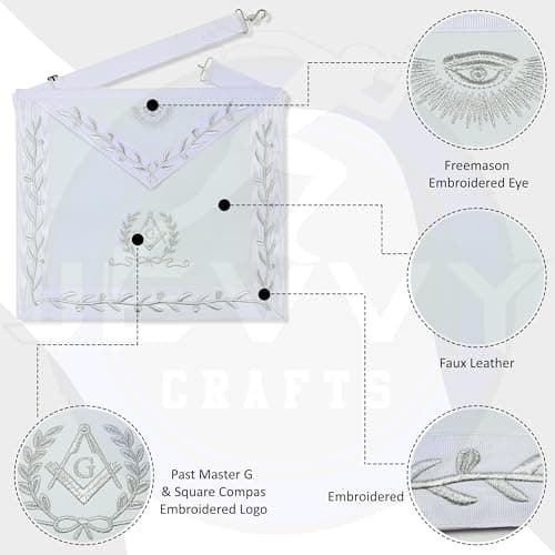 Synthetic Leather Masonic White Apron for Freemasons
