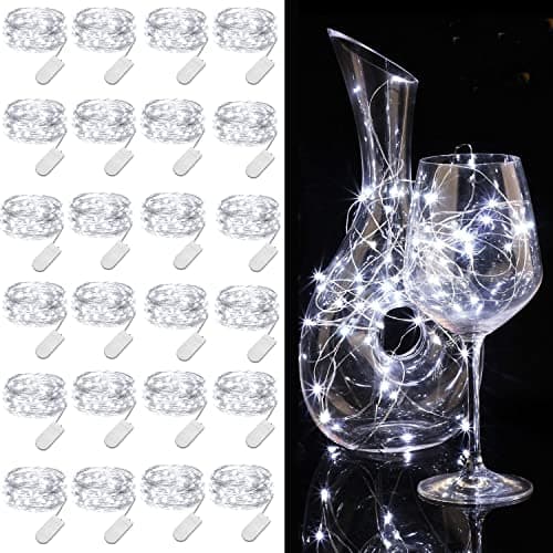24 Pack Battery Operated Silver Warm White Fairy Lights for Parties and Decor — Cool White