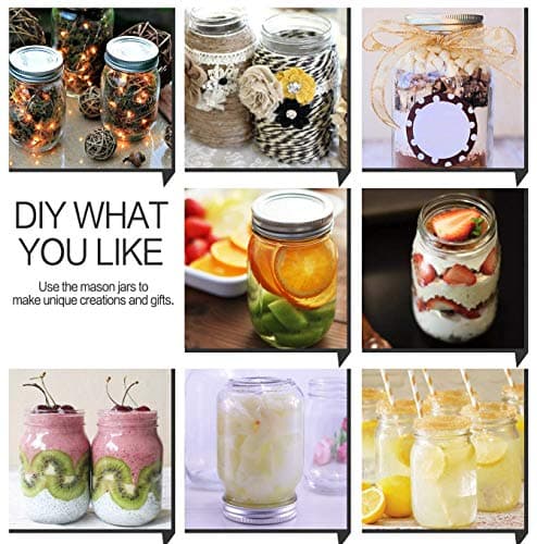 KAMOTA 16 oz Mason Jars with Lids, Bands, & Labels for Meal Prep & More (12 Pack)