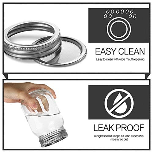 KAMOTA 16 oz Mason Jars with Lids, Bands, & Labels for Meal Prep & More (12 Pack)