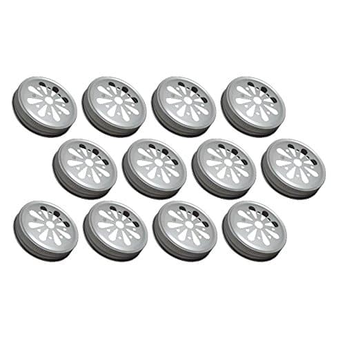 12 Piece Silver Daisy Mason Jar Lids