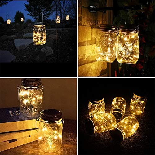 8 Pack Solar Mason Jar Lights 20 LED Warm White Yard Garden WeddingDecoration