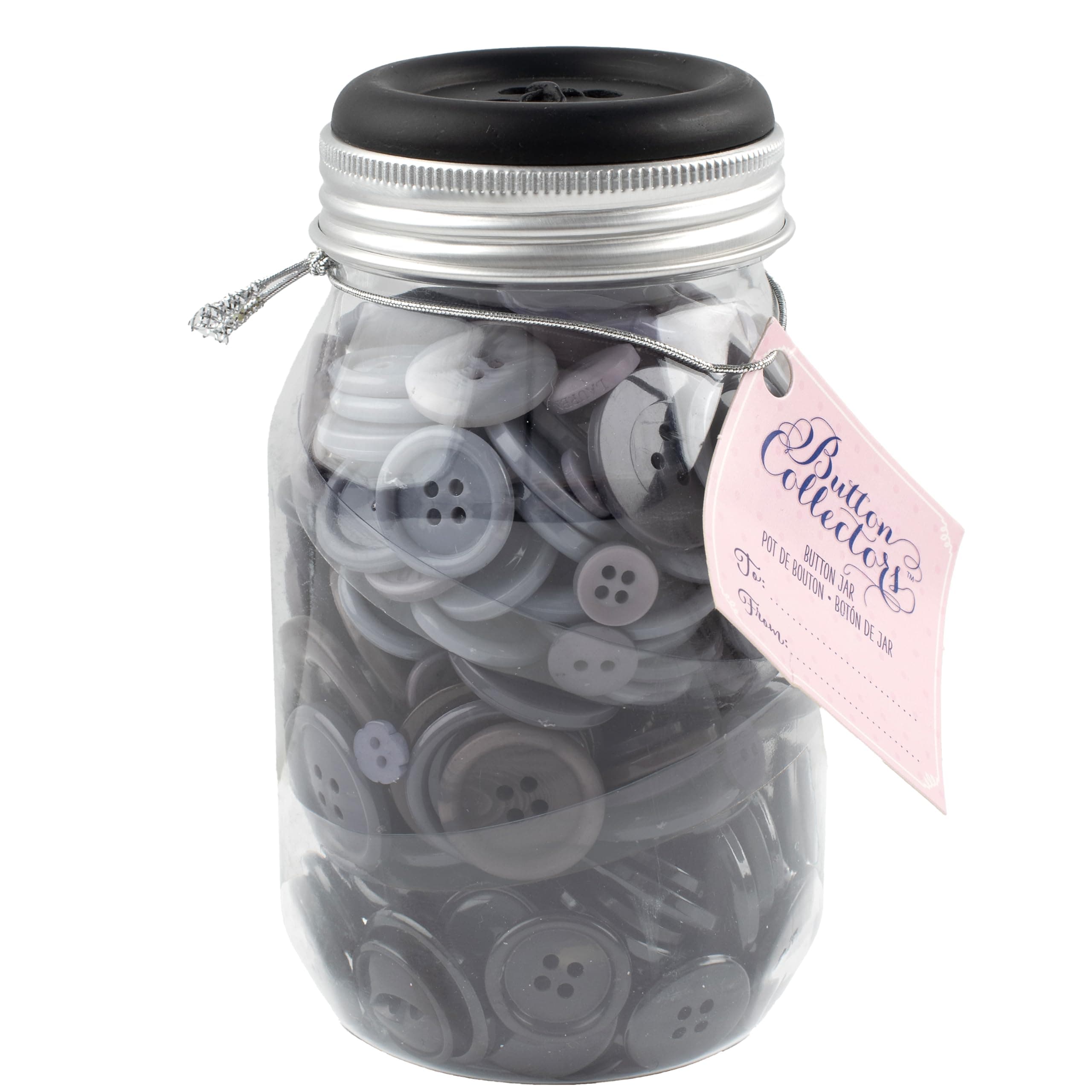 Blumenthal Gray & Black Mason Jar Sewing Buttons